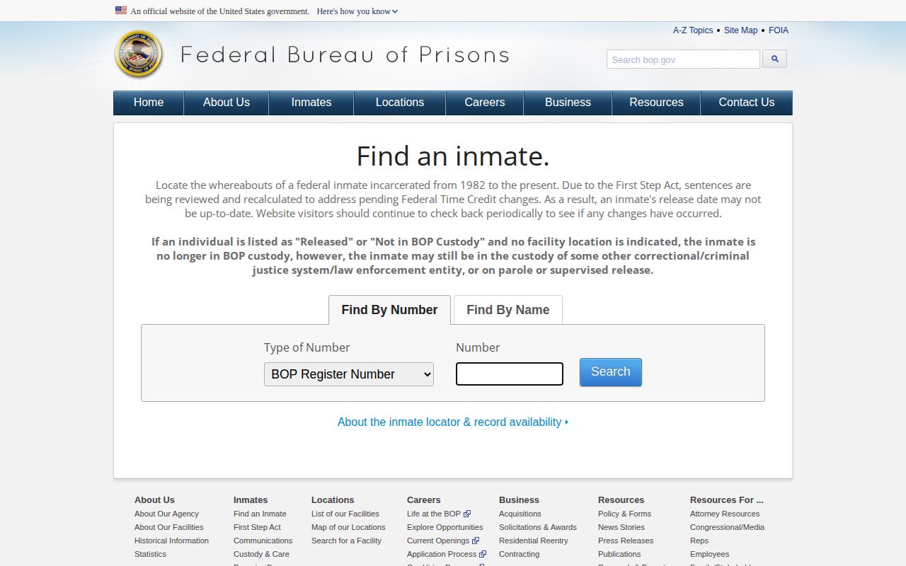 Federal custody locator for Kerr County booking record follow-up