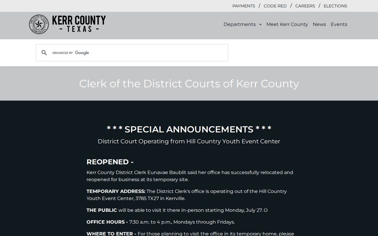 Kerr County expunction and nondisclosure record route for booking record corrections